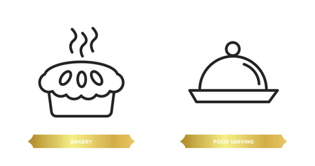 Wall Mural - two editable outline icons from fast food concept. thin line icons such as bakery, food serving vector.