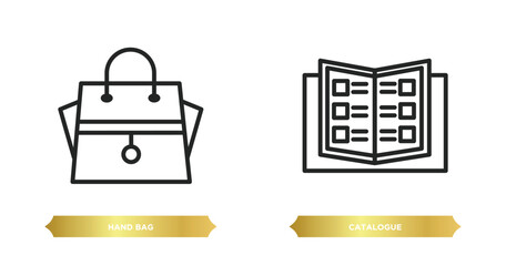 Poster - two editable outline icons from fashion and commerce concept. thin line icons such as hand bag, cata