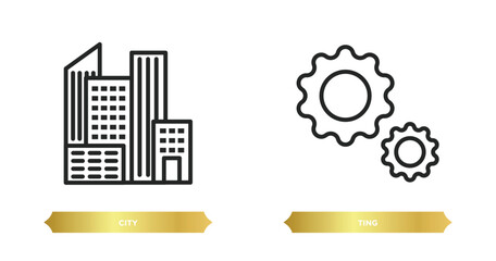 Poster - two editable outline icons from ethics concept. thin line icons such as city, ting vector.