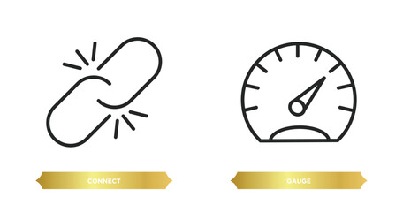 Poster - two editable outline icons from ethics concept. thin line icons such as connect, gauge vector.