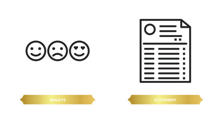 Poster - two editable outline icons from ethics concept. thin line icons such as smileys, statement vector.