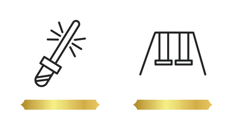 Poster - two editable outline icons from concept. thin line icons such as ,