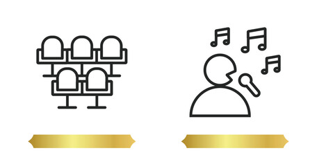 Poster - two editable outline icons from concept. thin line icons such as ,