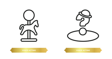 Poster - two editable outline icons from arcade concept. thin line icons such as voice acting, voice acting vector.