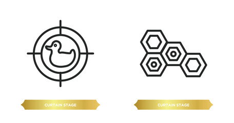 Poster - two editable outline icons from arcade concept. thin line icons such as curtain stage, curtain stage vector.