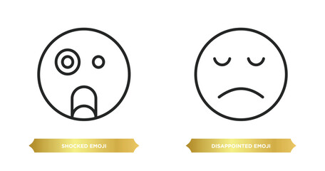 Poster - two editable outline icons from emoji concept. thin line icons such as shocked emoji, disappointed emoji vector.