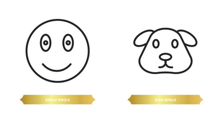 Poster - two editable outline icons from emoji collection. thin concept. thin line icons such as emoji emoji, dog vector.