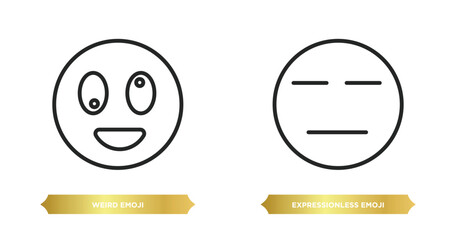 Poster - two editable outline icons from emoji concept. thin line icons such as weird emoji, expressionless emoji vector.