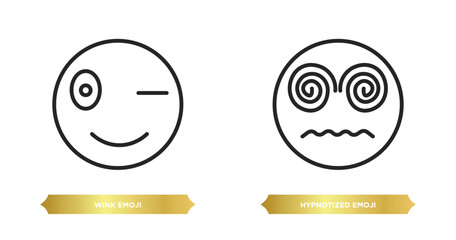 Poster - two editable outline icons from emoji concept. thin line icons such as wink emoji, hypnotized emoji vector.