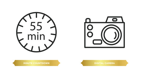 Poster - two editable outline icons from electronic stuff fill concept. thin line icons such as minute countdown, digital camera vector.