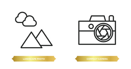 Poster - two editable outline icons from electronic stuff fill concept. thin line icons such as landscape pho
