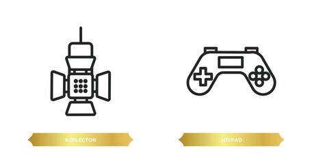 Poster - two editable outline icons from electronic stuff fill concept. thin line icons such as reflector, joypad vector.