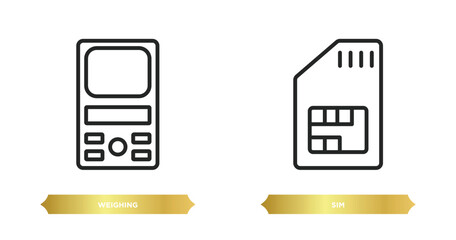 Poster - two editable outline icons from electronic devices concept. thin line icons such as weighing, sim ve