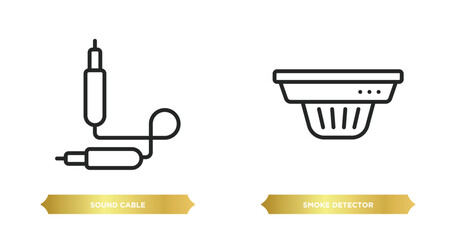 Poster - two editable outline icons from electronic devices concept. thin line icons such as sound cable, smoke detector vector.