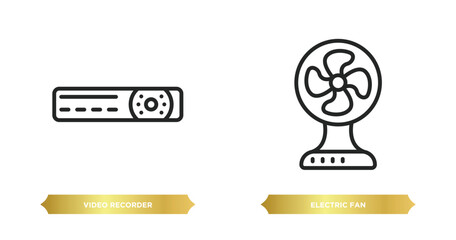 Poster - two editable outline icons from electronic devices concept. thin line icons such as video recorder, 