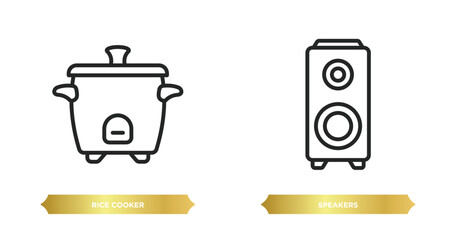 Wall Mural - two editable outline icons from electronic devices concept. thin line icons such as rice cooker, speakers vector.