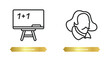 two editable outline icons from education concept. thin line icons such as chalkboard, shakespeare vector.
