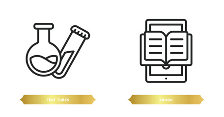 Poster - two editable outline icons from education concept. thin line icons such as test tubes, ebook vector.