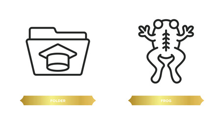 Poster - two editable outline icons from education concept. thin line icons such as folder, frog vector.