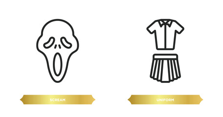 Poster - two editable outline icons from education concept. thin line icons such as scream, uniform vector.