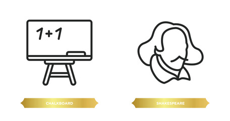Poster - two editable outline icons from education concept. thin line icons such as chalkboard, shakespeare vector.