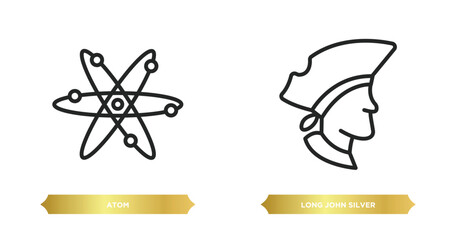 Poster - two editable outline icons from education concept. thin line icons such as atom, long john silver vector.