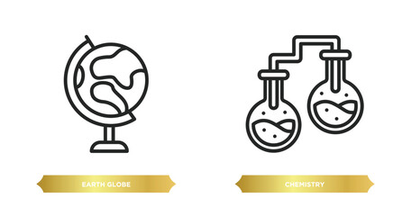 Poster - two editable outline icons from education concept. thin line icons such as earth globe, chemistry vector.