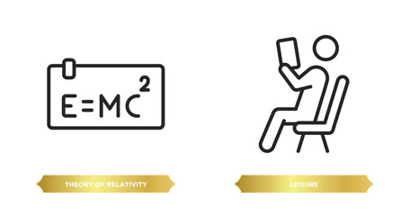 Poster - two editable outline icons from education concept. thin line icons such as theory of relativity, leisure vector.