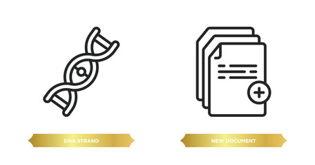 Poster - two editable outline icons from education concept. thin line icons such as dna strand, new document 