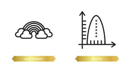 Poster - two editable outline icons from education concept. thin line icons such as basic rainbow, ballistic vector.