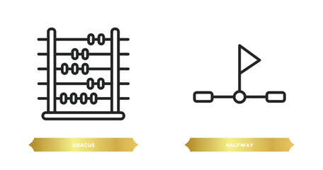 Poster - two editable outline icons from education concept. thin line icons such as abacus, halfway vector.