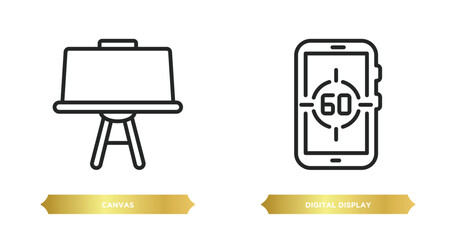 Poster - two editable outline icons from education concept. thin line icons such as canvas, digital display 6