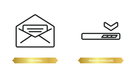 Poster - two editable outline icons from education concept. thin line icons such as open email, window scroll