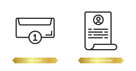 Poster - two editable outline icons from education concept. thin line icons such as new email, application fo