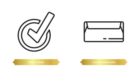 Poster - two editable outline icons from education concept. thin line icons such as check mark, closed envelope vector.