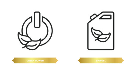 Poster - two editable outline icons from ecology concept. thin line icons such as green power, biofuel vector.
