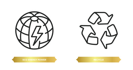 Poster - two editable outline icons from ecology concept. thin line icons such as eco energy power, recycle vector.