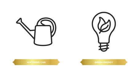 Poster - two editable outline icons from ecology concept. thin line icons such as watering can, green energy vector.