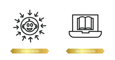 Poster - two editable outline icons from e learning and education concept. thin line icons such as daycare ce