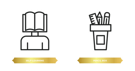 Poster - two editable outline icons from e learning and education concept. thin line icons such as self-learn