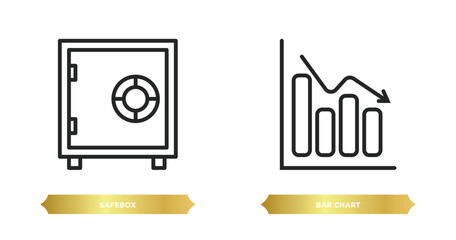 Poster - two editable outline icons from digital economy concept. thin line icons such as safebox, bar chart 
