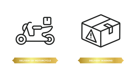 Poster - two editable outline icons from delivery and logistic concept. thin line icons such as delivery by m