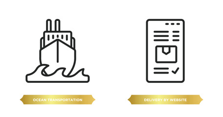 Poster - two editable outline icons from delivery and logistic concept. thin line icons such as ocean transpo