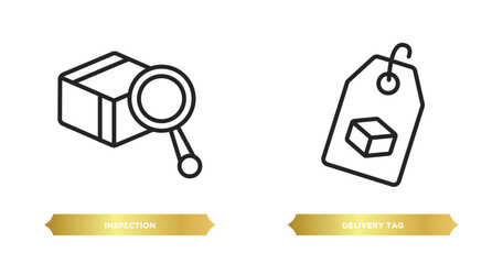 Aufkleber - two editable outline icons from delivery and logistic concept. thin line icons such as inspection, delivery tag vector.