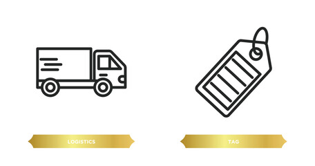 Poster - two editable outline icons from delivery and logistic concept. thin line icons such as logistics, tag vector.