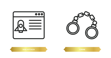 Poster - two editable outline icons from cyber concept. thin line icons such as dos attack, crime vector.