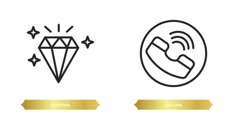 Poster - two editable outline icons from customer service concept. thin line icons such as diamond, calling v