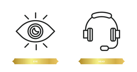 Poster - two editable outline icons from customer service concept. thin line icons such as eye, head vector.
