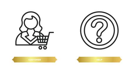 Poster - two editable outline icons from customer service concept. thin line icons such as customer, help vector.