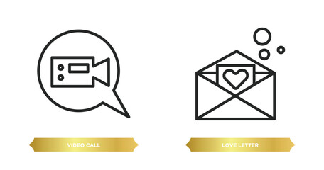 Poster - two editable outline icons from customer service concept. thin line icons such as video call, love l
